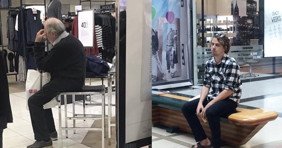 18 miserabele mannen die zich kapot vervelen tijdens het shoppen met hun vrouw