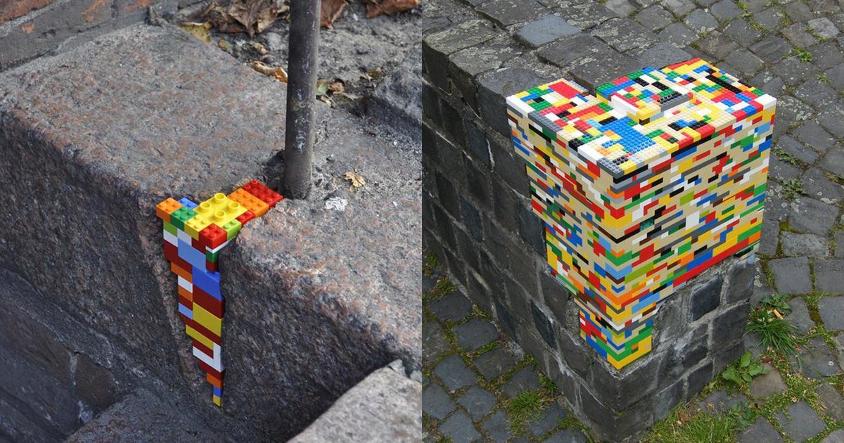 Deze gast repareert oude muren en gebouwen met lego (18 foto's) 