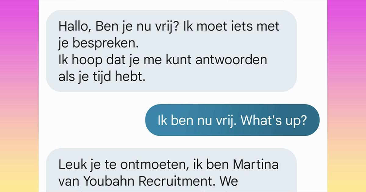 Martina van Youbahn Recruitment is op zoek naar thuiswerkers voor een vies baantje en is heus geen oplichter (9 screens)